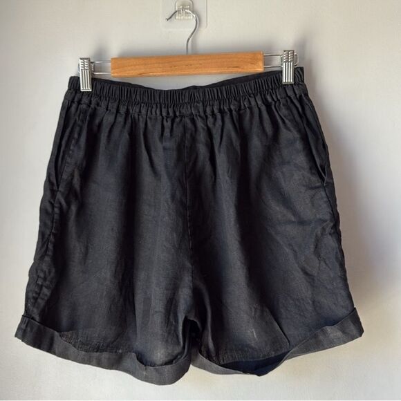 Sleeper Cuffed Linen Black Shorts - Picture 3 of 8